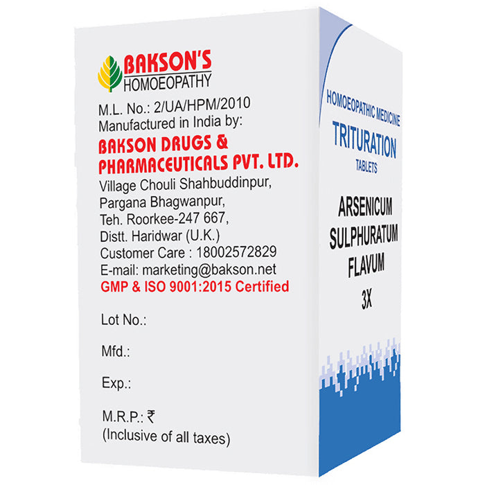 Bakson's Homeopathy Arsenicum Sulphuratum Flavum Trituration Tablet 3X