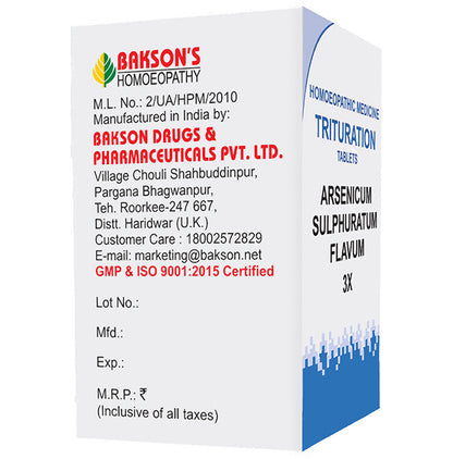Bakson's Homeopathy Arsenicum Sulphuratum Flavum Trituration Tablet 3X