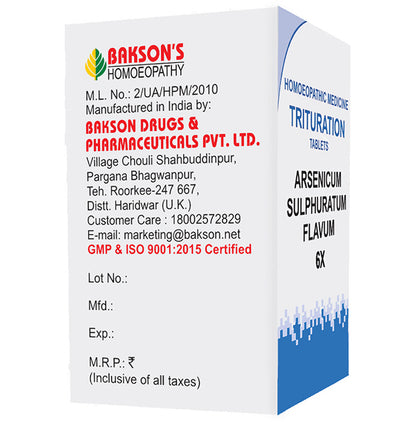 Bakson's Homeopathy Arsenicum Sulphuratum Flavum Trituration Tablet 6X