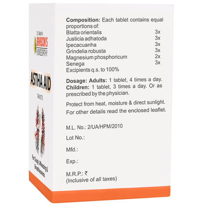 Bakson's Homeopathy Astha Aid Tablet
