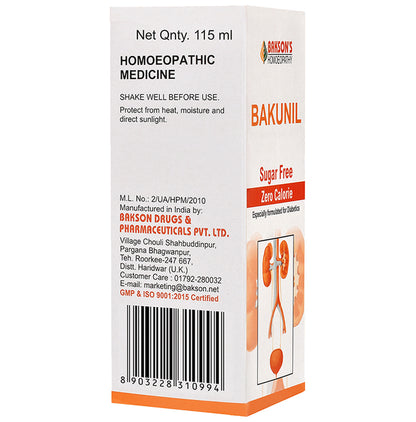 Bakson's Homeopathy Bakunil Syrup Sugar Free