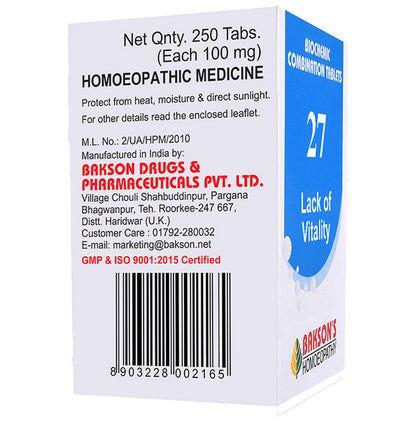 Bakson's Homeopathy Biocombination 27 Tablet