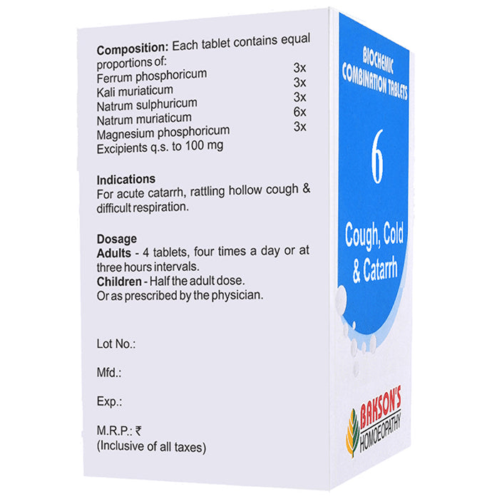 Bakson's Homeopathy Biocombination 6 Tablet