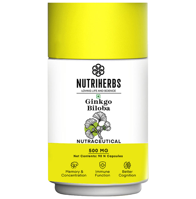 Nutriherbs Ginkgo Bilobo 500mg Capsule with Brahmi - Classic Derma