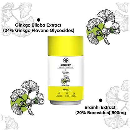 Nutriherbs Ginkgo Bilobo 500mg Capsule with Brahmi