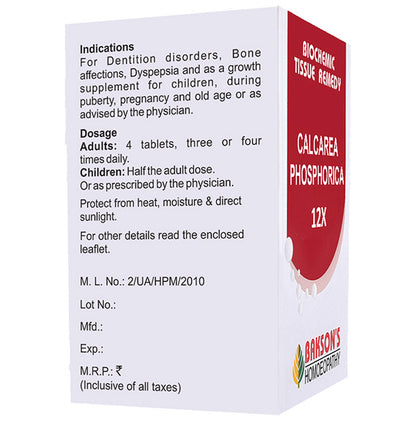 Bakson's Homeopathy Calcarea Phosphorica Biochemic Tablet 12X