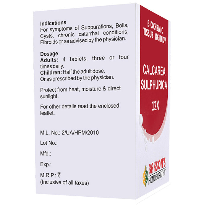 Bakson's Homeopathy Calcarea Sulphurica Biochemic Tablet 12X
