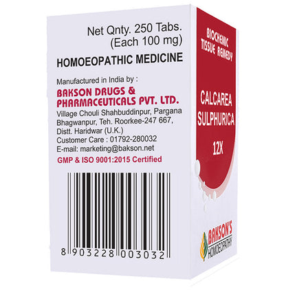 Bakson's Homeopathy Calcarea Sulphurica Biochemic Tablet 12X