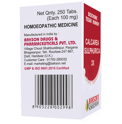 Bakson's Homeopathy Calcarea Sulphurica Biochemic Tablet 3X