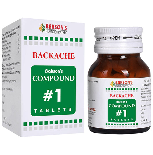 Bakson's Homeopathy Compound # 1 Backache Tablet - Classic Derma