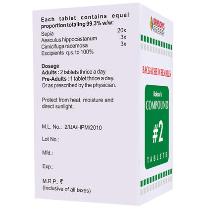 Bakson's Homeopathy Compound # 2 Backache Females Tablet