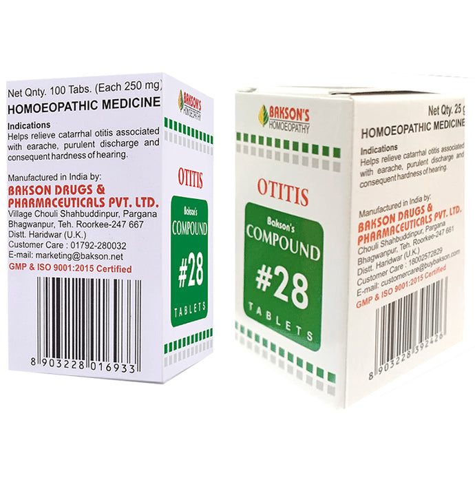 Bakson's Homeopathy Compound # 28 Otitis Tablet