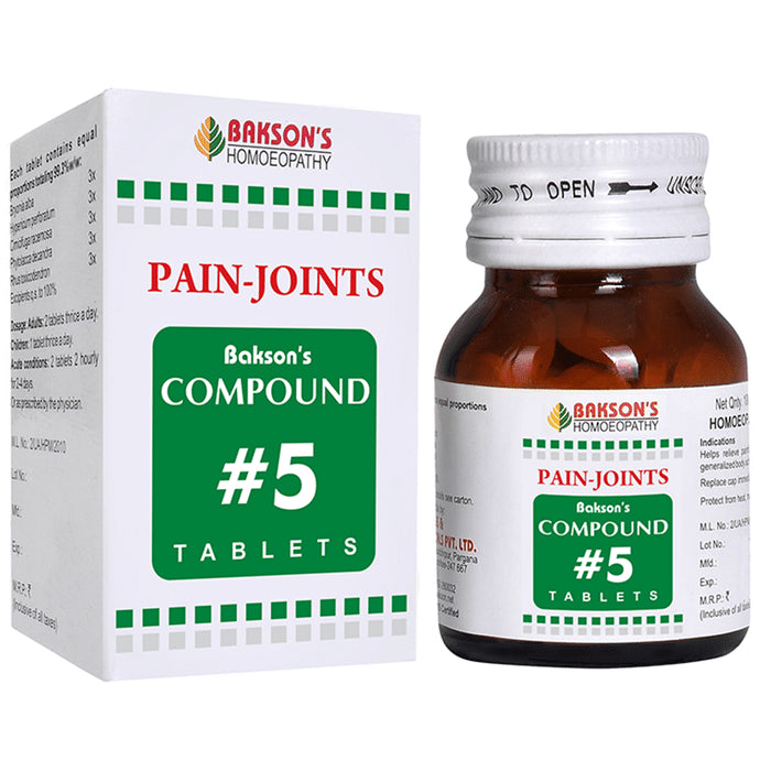 Bakson's Homeopathy Compound # 5 Pain Joints Tablet - Classic Derma