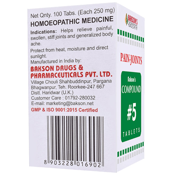 Bakson's Homeopathy Compound # 5 Pain Joints Tablet