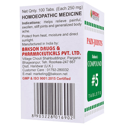 Bakson's Homeopathy Compound # 5 Pain Joints Tablet