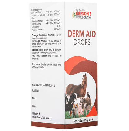 Bakson's Homeopathy Derm Aid Drop for Veterinary Use