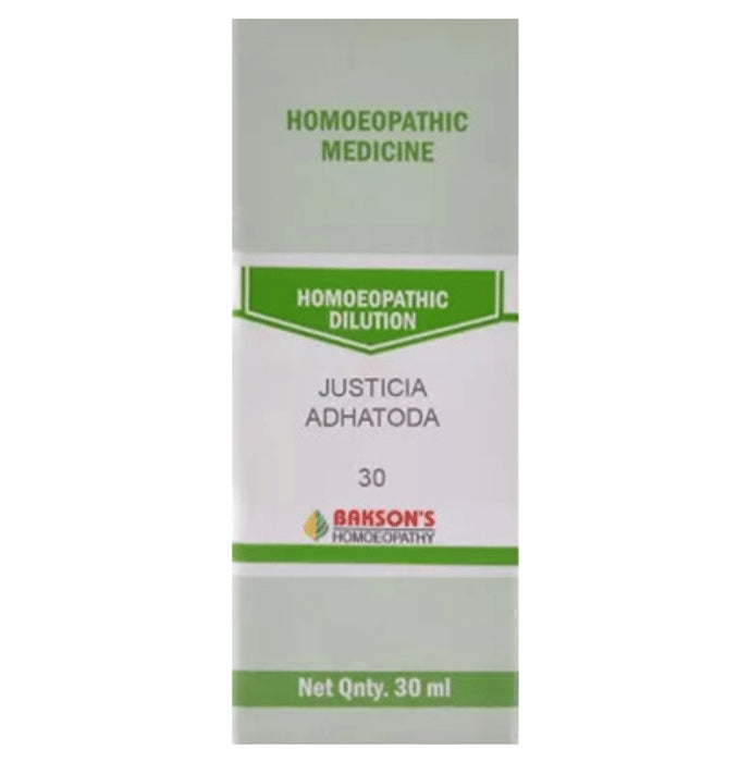 Bakson's Homeopathy Dilution Justicia Adhatoda 30 - Classic Derma
