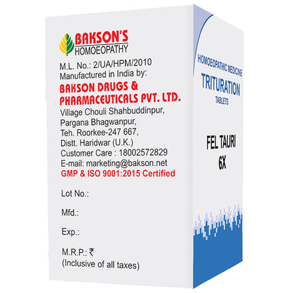 Bakson's Homeopathy Fel Tauri Trituration Tablet 6X