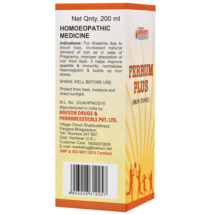 Bakson's Homeopathy Ferrum Plus Iron Tonic
