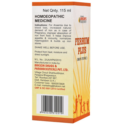 Bakson's Homeopathy Ferrum Plus Iron Tonic