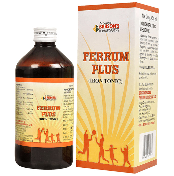 Bakson's Homeopathy Ferrum Plus Iron Tonic Sugar Free - Classic Derma