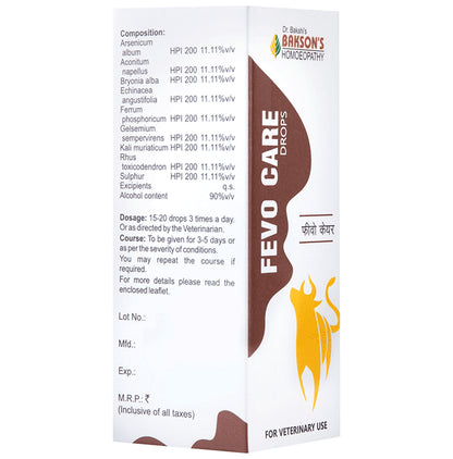 Bakson's Homeopathy Fevo Care Drop for Veterinary Use
