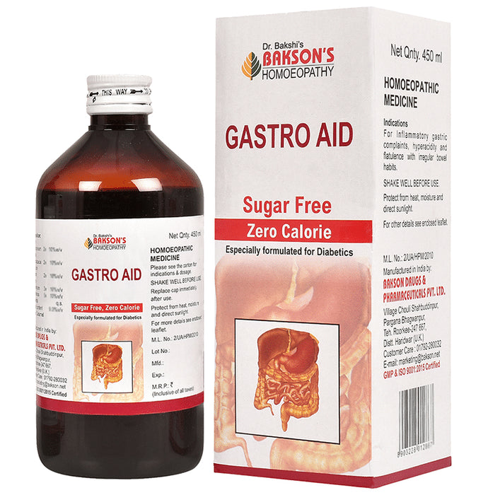 Bakson's Homeopathy Gastro Aid Syrup Sugar Free - Classic Derma