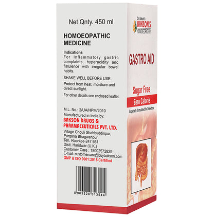 Bakson's Homeopathy Gastro Aid Syrup Sugar Free