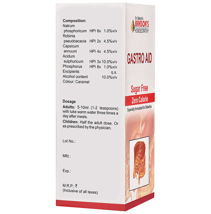 Bakson's Homeopathy Gastro Aid Syrup Sugar Free