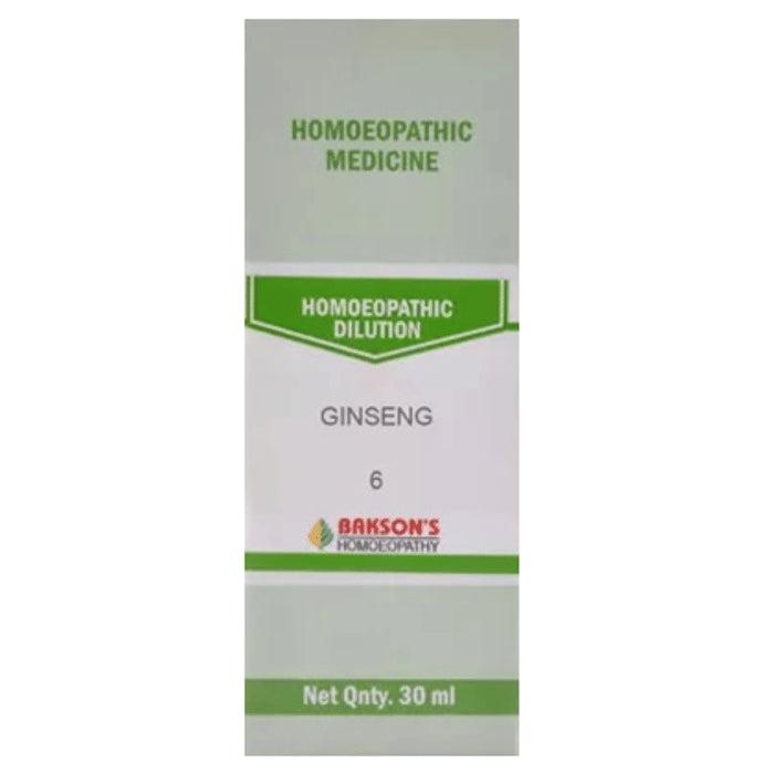 Bakson's Homeopathy Ginseng Dilution 6 CH - Classic Derma