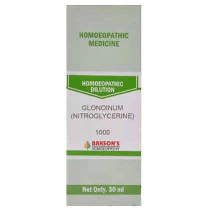 Bakson's Homeopathy Glonoinum (Nitroglycerine) Dilution 1000 CH - Classic Derma