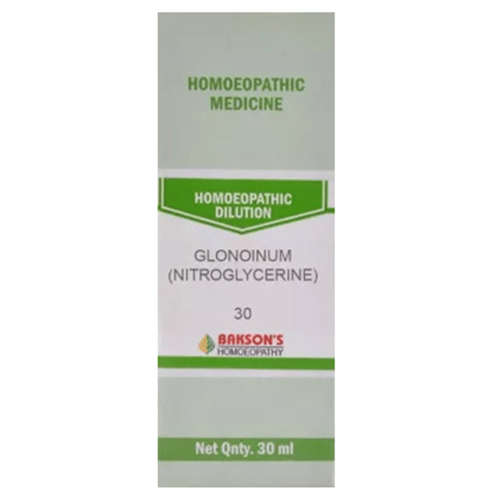 Bakson's Homeopathy Glonoinum (Nitroglycerine) Dilution 30 - Classic Derma