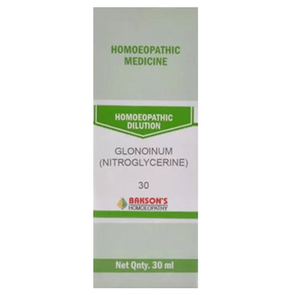 Bakson's Homeopathy Glonoinum (Nitroglycerine) Dilution 30 - Classic Derma