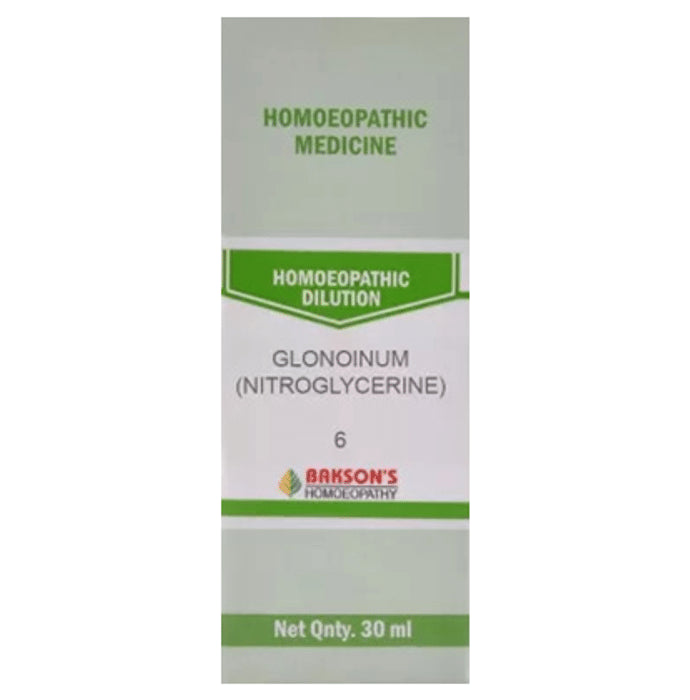 Bakson's Homeopathy Glonoinum (Nitroglycerine) Dilution 6 CH - Classic Derma