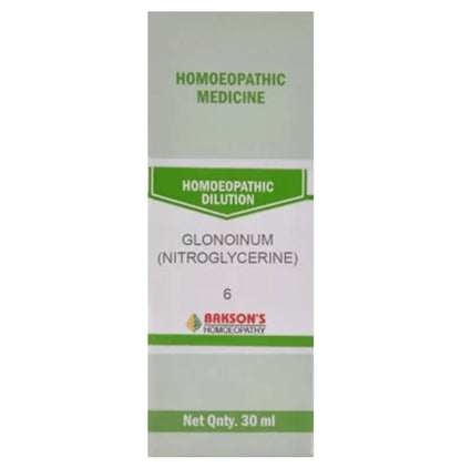 Bakson's Homeopathy Glonoinum (Nitroglycerine) Dilution 6 CH - Classic Derma
