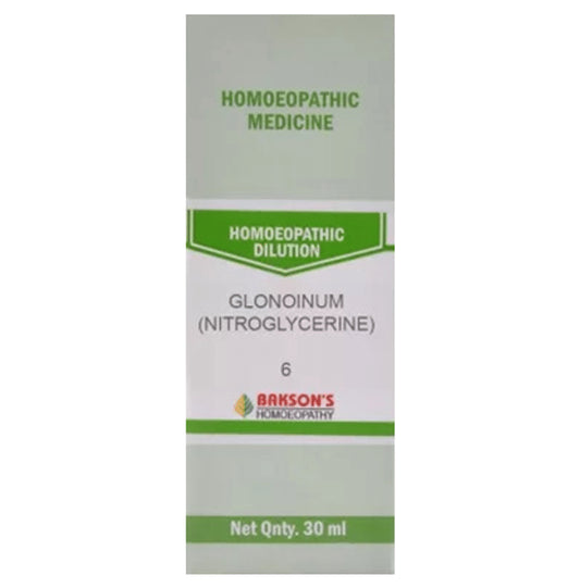 Bakson's Homeopathy Glonoinum (Nitroglycerine) Dilution 6 CH - Classic Derma