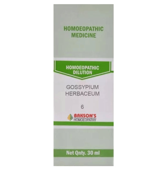 Bakson's Homeopathy Gossypium Herbaceum Dilution 6 CH - Classic Derma