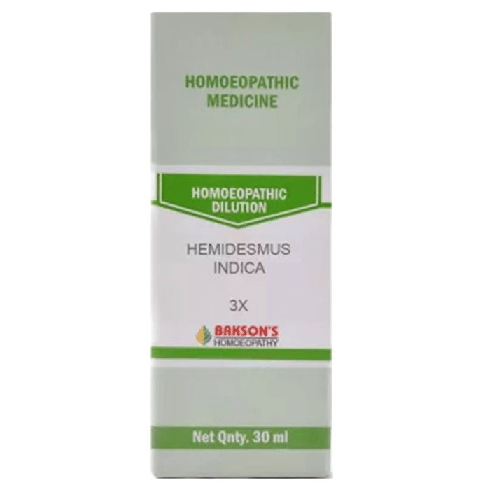 Bakson's Homeopathy Hemidesmus Indica Dilution 3X - Classic Derma