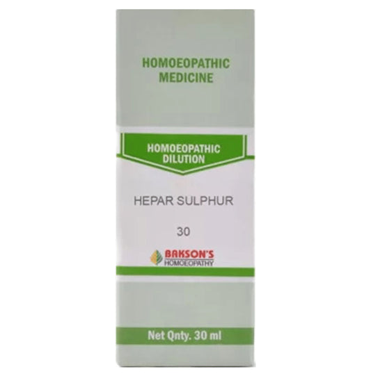 Bakson's Homeopathy Hepar Sulphur Dilution 30 - Classic Derma