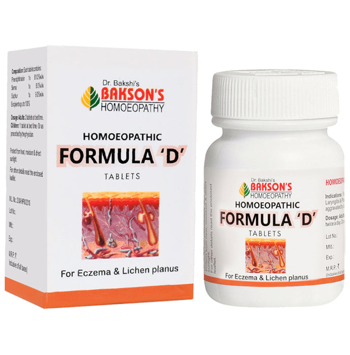 Bakson's Homeopathy Homoeopathic Formula 'D' Tablet - Classic Derma