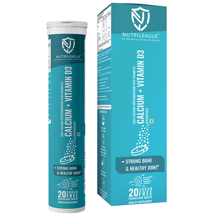 Nutrileague Calcium + Vitamin D3 Effervescent Tablet for Strong Bone & Healthy Joints Sugar Free - Classic Derma