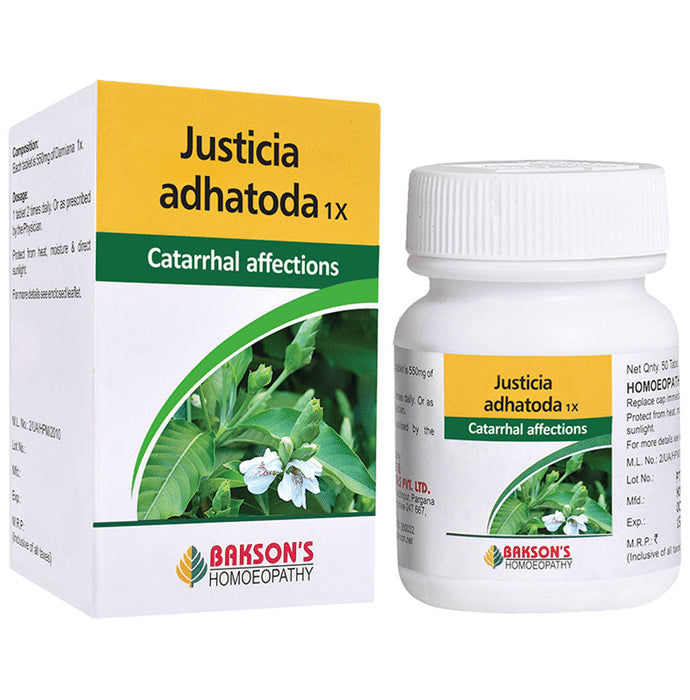 Bakson's Homeopathy Justicia Adhatoda 1X - Classic Derma