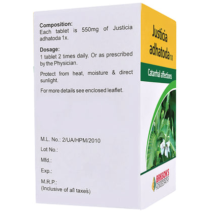 Bakson's Homeopathy Justicia Adhatoda 1X