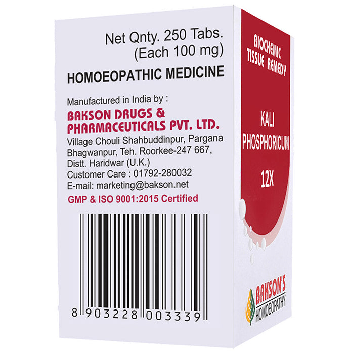 Bakson's Homeopathy Kali Phosphoricum Biochemic Tablet 12X
