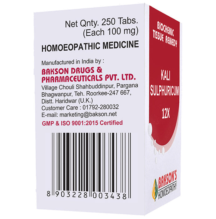 Bakson's Homeopathy Kali Sulphuricum Biochemic Tablet 12X