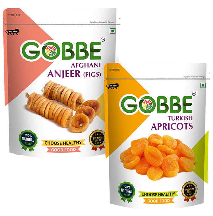 Combo Pack of Gobbe Afghani Anjeer (Figs), Turkish Apricots(200gm Each) - Classic Derma