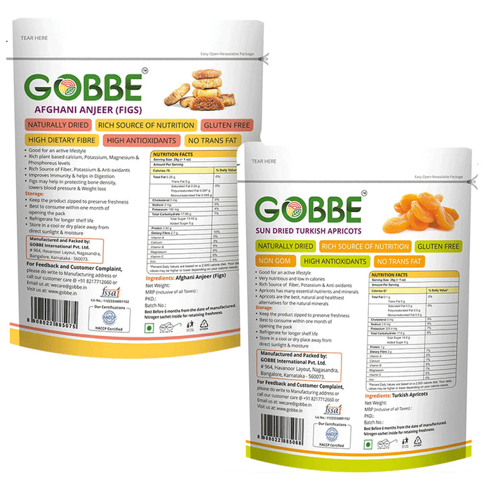 Combo Pack of Gobbe Afghani Anjeer (Figs), Turkish Apricots(200gm Each)