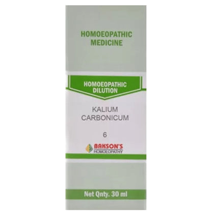 Bakson's Homeopathy Kalium Carbonicum Dilution 6 CH - Classic Derma