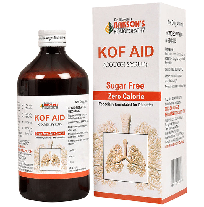 Bakson's Homeopathy Kof Aid Cough Syrup Sugar Free - Classic Derma