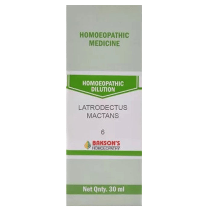 Bakson's Homeopathy Latrodectus Mactans Dilution 6 CH - Classic Derma